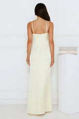 Gilded Empress Satin Maxi Dress Yellow