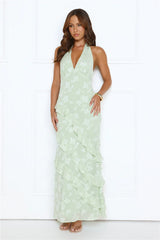 Scarlet Muse Halter Maxi Dress Green