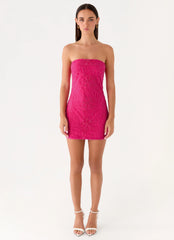 Dangerous Kind Beaded Mini Dress - Hot Pink