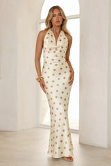 She's VIP Satin Scarf Maxi Dress Yellow